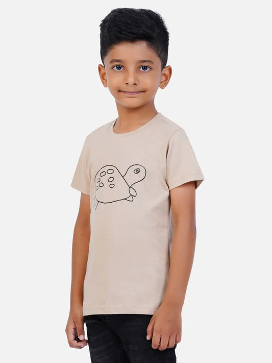Cotton Printed T-shirt for Boy and Girl - Tortoise