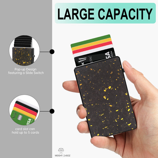 TOYFID Best Pop Up RFID Mens Wallet forged Carbon Fiber Minimalist Amazon to Protect Credit Cards